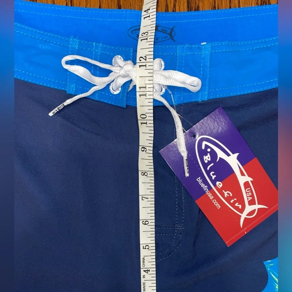 Blue Fin Sailfish 4-Way Board Shorts Pocket Waist Tie USA Blue Men’s 36 NWT